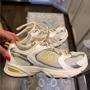 New Balance White and Yellow Athletic Shoes